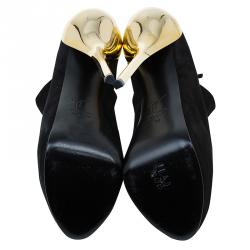 مملوكة مسبقًا حذاء بوت للكاحل جوسيبي زانوتي نعل سميك مقدمة مفتوحة كعب مطلي سويدي أسود مقاس 40