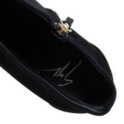 مملوكة مسبقًا حذاء بوت للكاحل جوسيبي زانوتي نعل سميك مقدمة مفتوحة كعب مطلي سويدي أسود مقاس 40