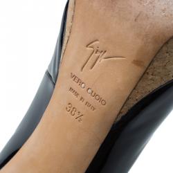 مملوكة مسبقًا Giuseppe Zanotti Black Patent Cork Platform Pumps Size 38.5