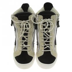 Pre Owned Giuseppe Zanotti Multicolor Embellished Suede Wedge Sneakers Size 40