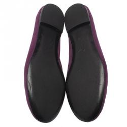 Pre Owned Giuseppe Zanotti Purple Suede Embellished Ballet Flats Size 37.5