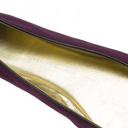 Pre Owned Giuseppe Zanotti Purple Suede Embellished Ballet Flats Size 37.5