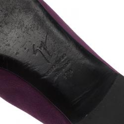 Pre Owned Giuseppe Zanotti Purple Suede Embellished Ballet Flats Size 37.5