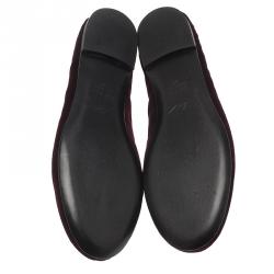 Pre Owned Giuseppe Zanotti Purple Velvet Embellished Ballet Flats Size 37