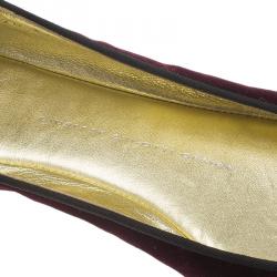 Pre Owned Giuseppe Zanotti Purple Velvet Embellished Ballet Flats Size 37