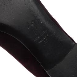Pre Owned Giuseppe Zanotti Purple Velvet Embellished Ballet Flats Size 37