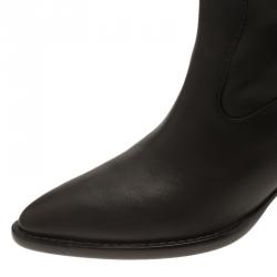 Pre Owned Giuseppe Zanotti Black Snake Embellished Leather Guns 55 Cowboy Boots Size 38.5