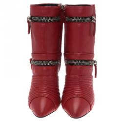 Pre Owned Giuseppe Zanotti Red Quilted Leather Olinda Boots Size 40