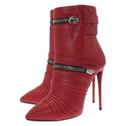 Pre Owned Giuseppe Zanotti Red Quilted Leather Olinda Boots Size 40