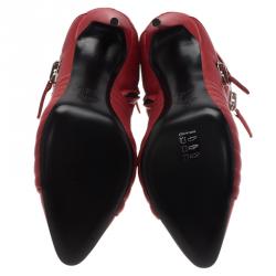 Pre Owned Giuseppe Zanotti Red Quilted Leather Olinda Boots Size 40