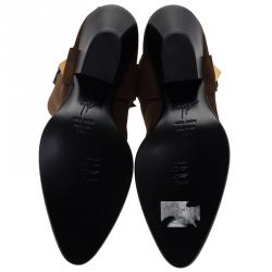 مملوكة مسبقًا حذاء بوت جوسبي زنوتي كاوبوي روكستد هرمى سويدي بنى مقاس 38.5