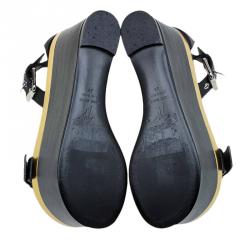 Pre Owned صندل جوسيبي زانوتي جلد أسود بحزام للكاحل نعل سميك مقاس 36