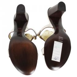 مملوكة مسبقًا صندل سلايد جوسيبي زانوتي جلد مزخرف أبيض مقاس 38.5