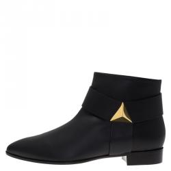 Pre Owned Giuseppe Zanotti Black Leather Guns 20 Ankle Boots Size 41