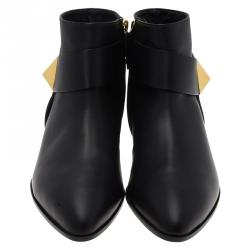 Pre Owned Giuseppe Zanotti Black Leather Guns 20 Ankle Boots Size 41