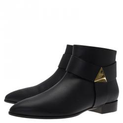 Pre Owned Giuseppe Zanotti Black Leather Guns 20 Ankle Boots Size 41
