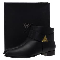 Pre Owned Giuseppe Zanotti Black Leather Guns 20 Ankle Boots Size 41