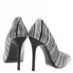 مملوكة مسبقًا Giuseppe Zanotti Black and White Striped Python Embossed Leather Pumps Size 36.5