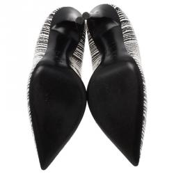 مملوكة مسبقًا Giuseppe Zanotti Black and White Striped Python Embossed Leather Pumps Size 36.5