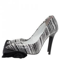 مملوكة مسبقًا Giuseppe Zanotti Black and White Striped Python Embossed Leather Pumps Size 36.5