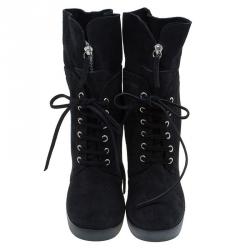 Pre Owned بوت للكاحل جوسيبي زنوتي برباط سويدي أسود مقاس 40.5