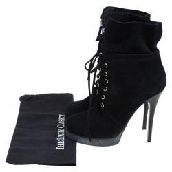 Pre Owned بوت للكاحل جوسيبي زنوتي برباط سويدي أسود مقاس 40.5