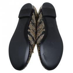 Pre Owned Giuseppe Zanotti Black Swarovski Crystal Embellished Loafers Size 38.5