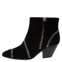 Pre Owned Giuseppe Zanotti Black Suede Guns 55 Zip Detail Ankle Boots Size 41