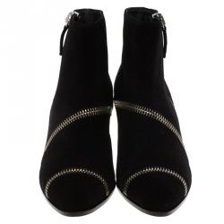 Pre Owned Giuseppe Zanotti Black Suede Guns 55 Zip Detail Ankle Boots Size 41