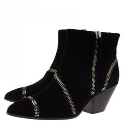 Pre Owned Giuseppe Zanotti Black Suede Guns 55 Zip Detail Ankle Boots Size 41