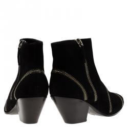 Pre Owned Giuseppe Zanotti Black Suede Guns 55 Zip Detail Ankle Boots Size 41