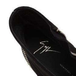 Pre Owned Giuseppe Zanotti Black Suede Guns 55 Zip Detail Ankle Boots Size 41