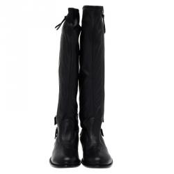 مملوكة مسبقًا Giuseppe Zanotti Black Leather Zip Trimmed Cobain Knee Boots Size 41