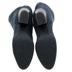 مملوكة مسبقًا بوت للركبة جوسيبي زانوتي نابوكو جلد كحلي كعب مربع مقاس 38