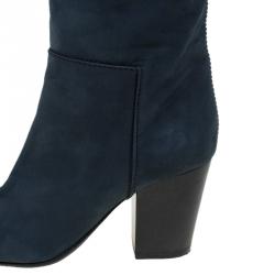 مملوكة مسبقًا بوت للركبة جوسيبي زانوتي نابوكو جلد كحلي كعب مربع مقاس 38