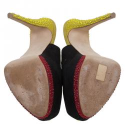 مملوكة مسبقًا Giuseppe Zanotti Tri Color Suede Embellished Peep Toe Platform Slingback Sandals Size 39