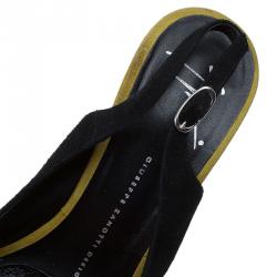 مملوكة مسبقًا Giuseppe Zanotti Tri Color Suede Embellished Peep Toe Platform Slingback Sandals Size 39