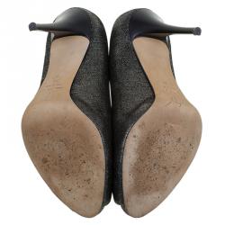 Pre Owned Giuseppe Zanotti Grey Metalllic Suede Peep Toe Pumps Size 37