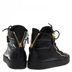 Pre Owned Giuseppe Zanotti Black Patent Leather High Top Sneakers Size 40