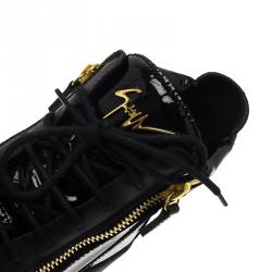 Pre Owned Giuseppe Zanotti Black Patent Leather High Top Sneakers Size 40