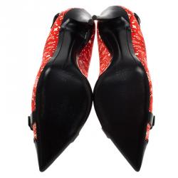 Pre Owned حذاء كعب عالى جوسيبي زانوتي جلد وساتان أحمر مورد مقاس 40