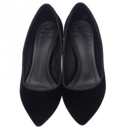 Pre Owned Giuseppe Zanotti Black Velvet Spiked Block Heel Pumps Size 38