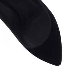 Pre Owned Giuseppe Zanotti Black Velvet Spiked Block Heel Pumps Size 38