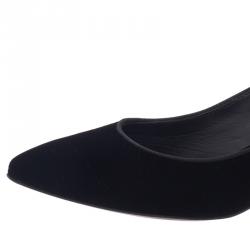 Pre Owned Giuseppe Zanotti Black Velvet Spiked Block Heel Pumps Size 38