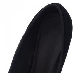 Pre Owned Giuseppe Zanotti Black Velvet Spiked Block Heel Pumps Size 38