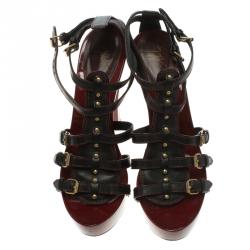 Pre Owned صندل سلايد جوسيبي زانوتي جلد أسود سيور متعددة مقاس 38.5