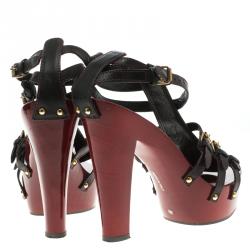 Pre Owned صندل سلايد جوسيبي زانوتي جلد أسود سيور متعددة مقاس 38.5