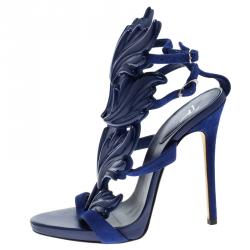 مملوكة مسبقًا Giuseppe Zanotti Cobalt Blue Suede Cruel Wing Sandals Size 36