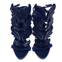 مملوكة مسبقًا Giuseppe Zanotti Cobalt Blue Suede Cruel Wing Sandals Size 36