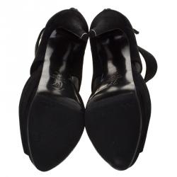 Pre Owned بوت جوسيبي زانوتي سويدي أسود مفرغ مقاس 36.5